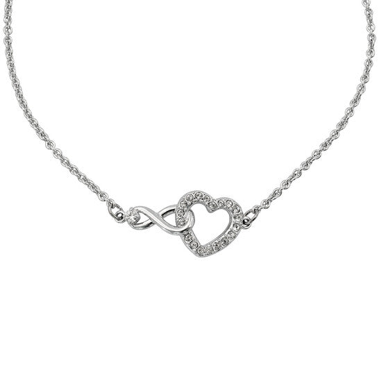 Swarovski Elegant Ladies Infinity Heart Bracelet with Sparkling Crystals, Rhodium Plated